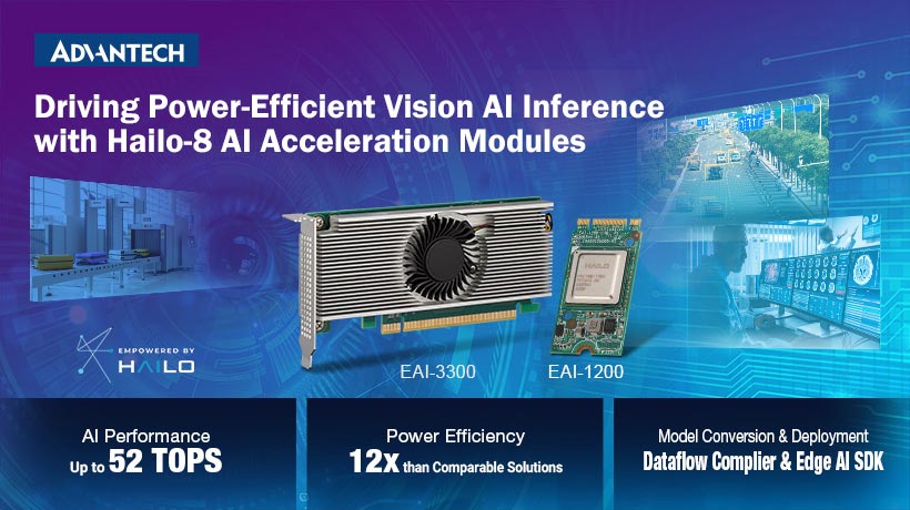Advantech ra mắt mô-đun tăng tốc AI Hailo-8 cho các ứng dụng AI về thị giác máy hiệu suất cao